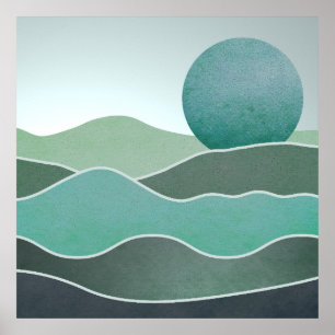 Póster Paisaje mundial turquesa