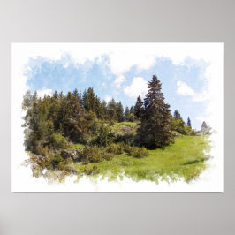 Póster Paisaje natural - Acuarela