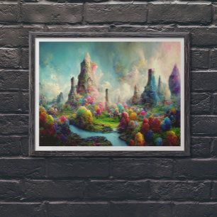 Póster Paisaje natural colorido de Fantasía Alienígena