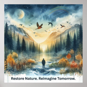 Póster Paisaje natural de las acuarelas serenas con el ar