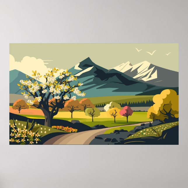 Póster Paisaje natural de primavera (Frente)