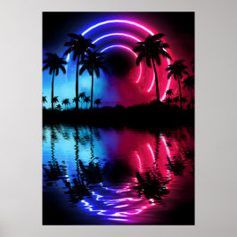 Póster Paisaje neón: Palmeras y Arca