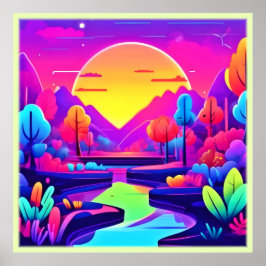 Póster Paisaje Neon Sunset