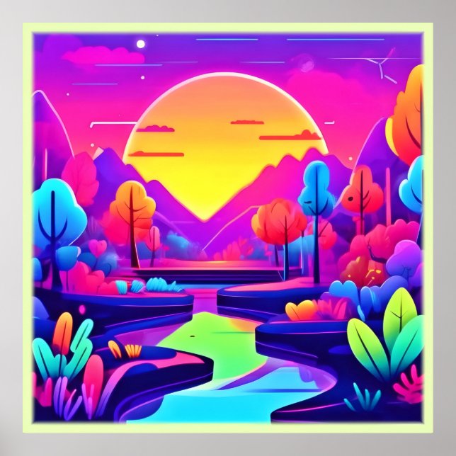 Póster Paisaje Neon Sunset (Frente)