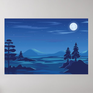 Póster Paisaje nocturno