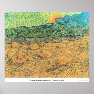 Póster Paisaje nocturno en la mañana por Vincent van Gogh