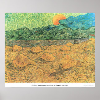 Póster Paisaje nocturno en la mañana por Vincent van Gogh