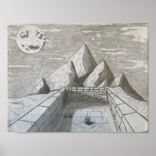 Póster Paisaje nocturno en las montañas