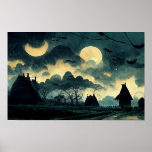 Póster Paisaje nocturno fantasmal