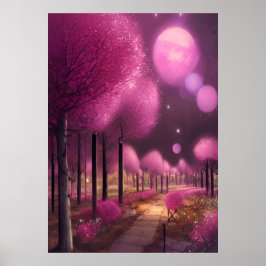 Póster Paisaje nocturno rosado de ensueño