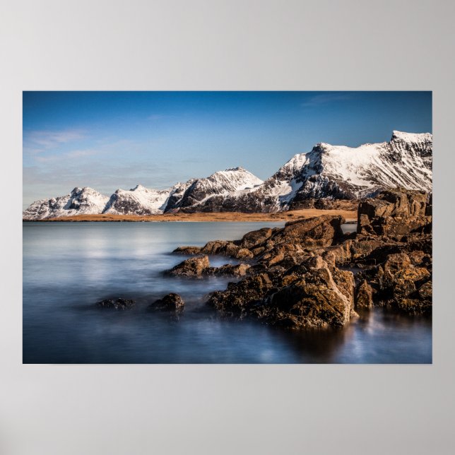 Póster Paisaje noruego de las islas Lofoten (Frente)