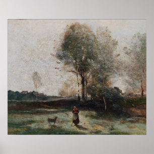 Póster Paisaje o, mañana en el campo