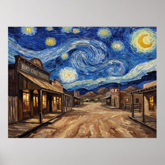 Póster Paisaje occidental de Tombstone Arizona Starry Nig