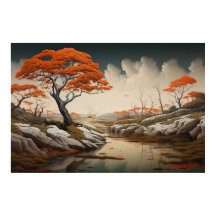 Paisaje onírico de otoño dorado con fantasía de na