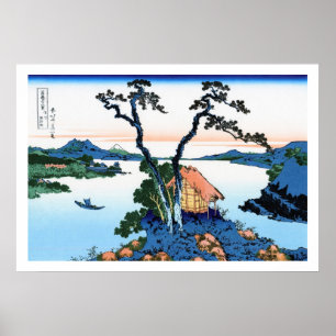 Póster Paisaje oriental fresco de la opinión de Hokusai