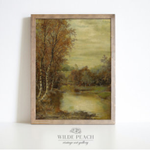 Póster Paisaje otoñal CaídaPintura vintage de árboles