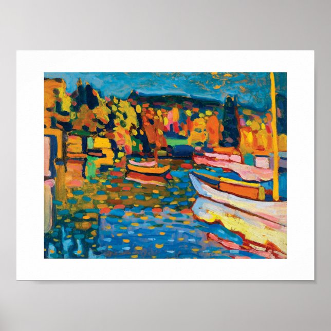 Póster Paisaje otoñal con barcos de Wassily Kandinsky (Frente)