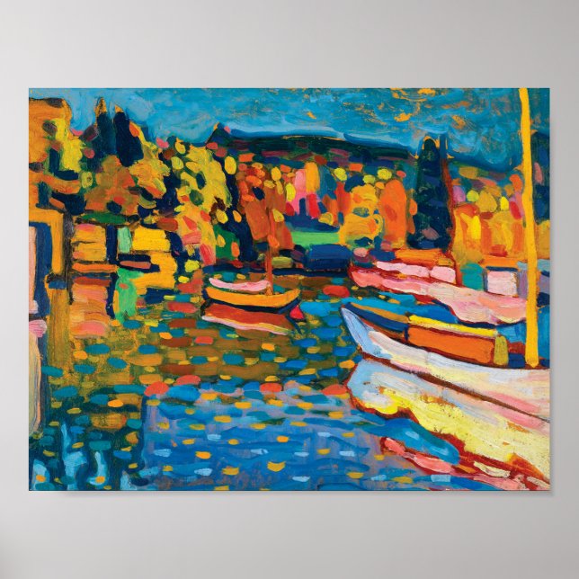 Póster Paisaje otoñal con barcos de Wassily Kandinsky (Frente)