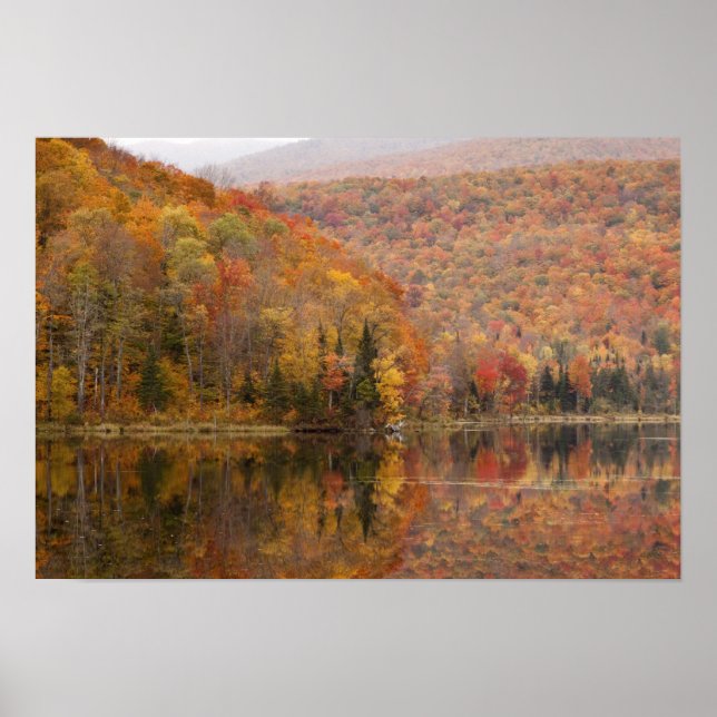 Póster Paisaje otoñal con lago, Vermont, Estados Unidos 3 (Frente)