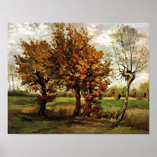 Póster Paisaje otoñal Cuatro Árboles Van Gogh Bella Artes
