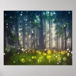 Póster Paisaje paisajístico de los árboles forestales de 