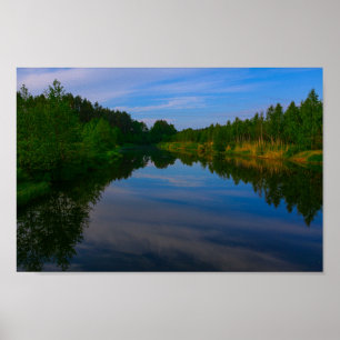 Póster Paisaje paisajístico Lago Cielo Bielorrusia