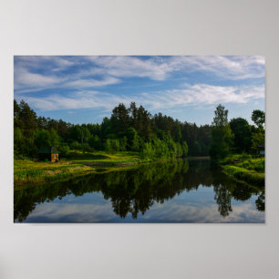 Póster Paisaje paisajístico Lago Cielo Bielorrusia