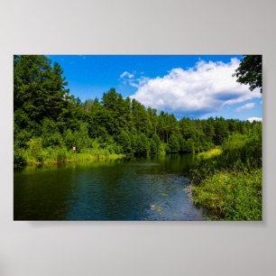 Póster Paisaje paisajístico Lago Trees Bielorrusia Poster