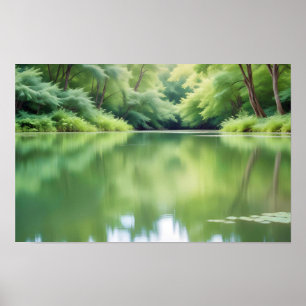 Póster Paisaje Panorámico Bosque Lago Natural Tranquilo
