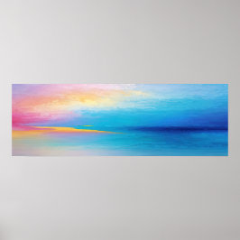 Póster Paisaje panorámico "clachanray" rosa y azul amplio