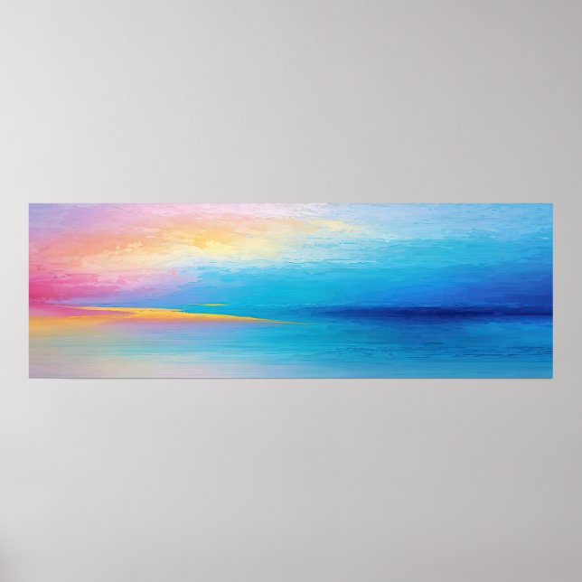 Póster Paisaje panorámico "clachanray" rosa y azul amplio (Frente)