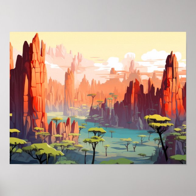 Póster Paisaje Panorámico del Amanecer y la Naturaleza (Frente)