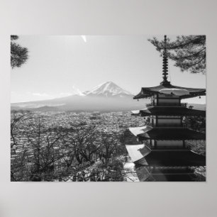 Póster Paisaje panorámico del Monte Fuji Japón