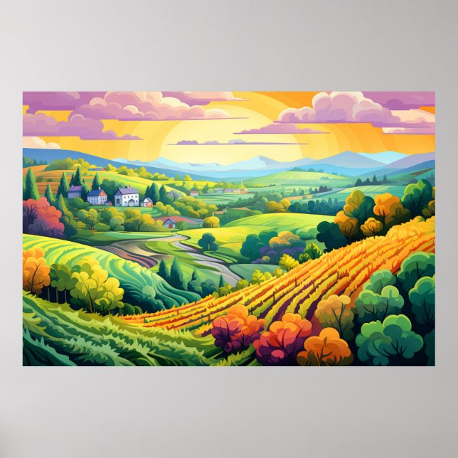 Póster Paisaje Panorámico Prairie (Frente)
