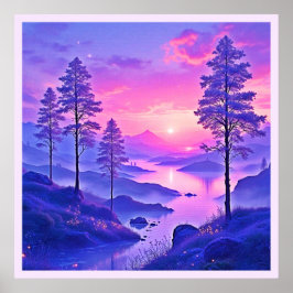 Póster Paisaje panorámico Purple Sunset