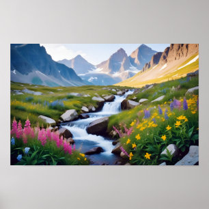 Póster Paisaje Panorámico Valle de Meadow Naturaleza Tran