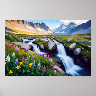Póster Paisaje Panorámico Valle de Meadow Naturaleza Tran