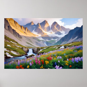 Póster Paisaje Panorámico Valle de Meadow Naturaleza Tran