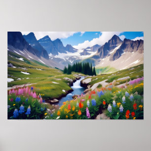 Póster Paisaje Panorámico Valle de Meadow Naturaleza Tran