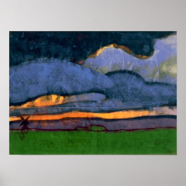 Póster Paisaje pantanoso con un molino | Emil Nolde | (Frente)