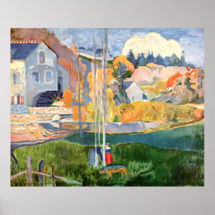 Póster Paisaje Paul Gauguin de Bretaña. El molino David