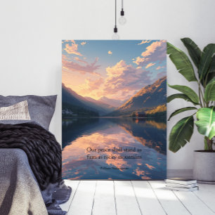 Póster Paisaje Pintado a Mano de Lago de Montaña