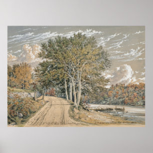 Póster Paisaje pintado en el río Harlem