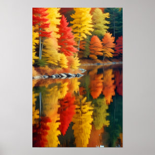Póster Paisaje pintoresco Bosque Lago Natural Tranquilo
