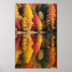 Póster Paisaje pintoresco Bosque Lago Natural Tranquilo