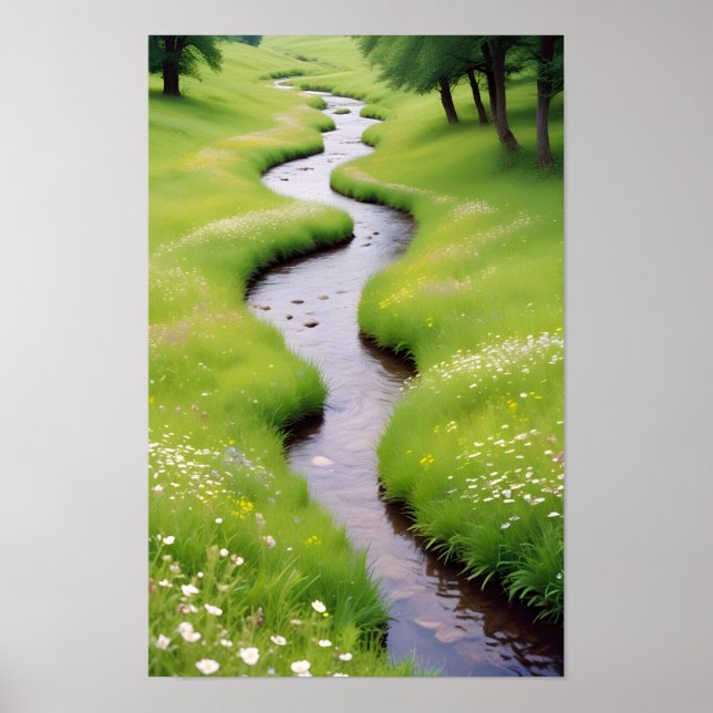 Póster Paisaje pintoresco de la corriente natural del bos (Frente)