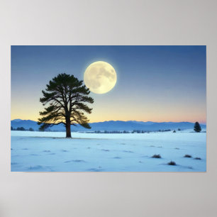 Póster Paisaje pintoresco Invernal Naturaleza de la Luna
