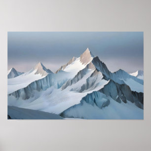 Póster Paisaje pintoresco Montañas Naturaleza de Invierno