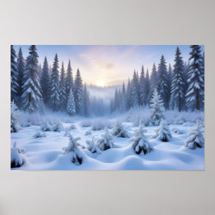 Póster Paisaje pintoresco Montañas Naturaleza invernal Ca