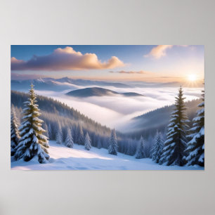 Póster Paisaje pintoresco Montañas Naturaleza invernal Ca
